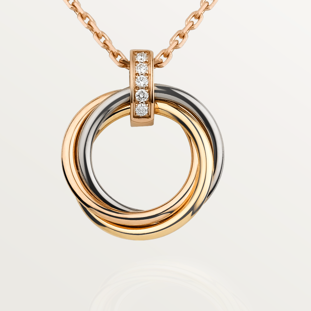 [⭐Hinora Jewelry]TRINITY NECKLACE GOLD  DIAMONDS