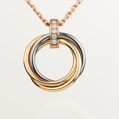 [⭐Hinora Jewelry]TRINITY NECKLACE GOLD  DIAMONDS