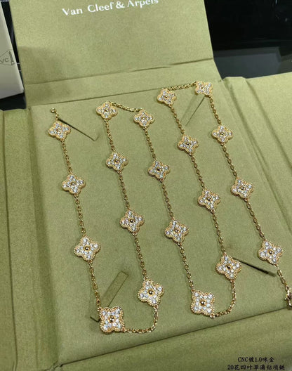 [⭐Hinora Jewelry]CLOVER 20 MOTIFS FULL-DIAMOND NECKLACE