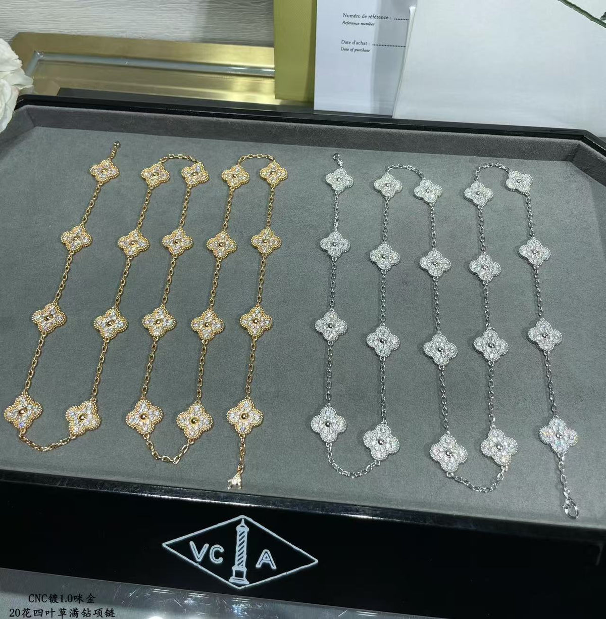 [⭐Hinora Jewelry]CLOVER 20 MOTIFS FULL-DIAMOND NECKLACE