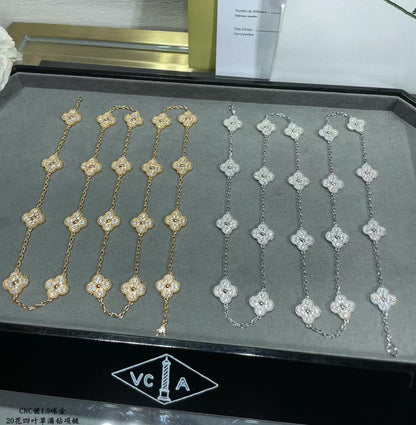 [⭐Hinora Jewelry]CLOVER 20 MOTIFS FULL-DIAMOND NECKLACE