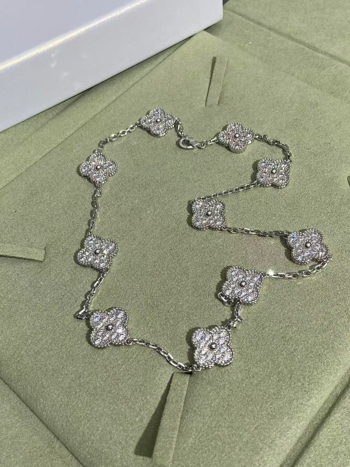 [⭐Hinora Jewelry]CLOVER 10 MOTIFS  FULL DIAMOND NECKLACE