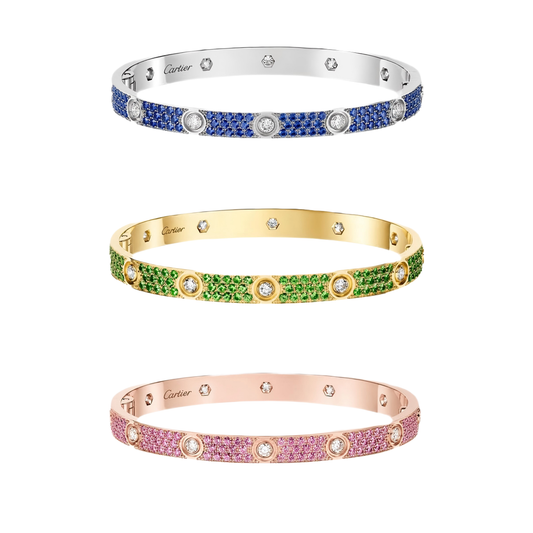 [⭐Hinora Jewelry]2026 PAVE GEMSTONE LOVE BRACELET 6.1MM 10 DIAMONDS