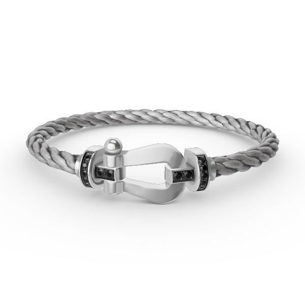 [⭐Hinora Jewelry]FORCE LARGE HORSESHOE BLACK DIAMOND BRACELET SILVER