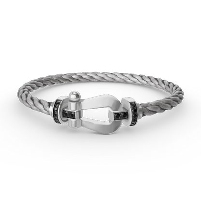 [⭐Hinora Jewelry]FORCE LARGE HORSESHOE BLACK DIAMOND BRACELET SILVER
