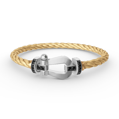 [⭐Hinora Jewelry]FORCE LARGE HORSESHOE BLACK DIAMOND BRACELET SILVER