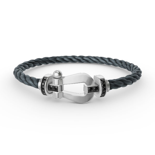 [⭐Hinora Jewelry]FORCE LARGE HORSESHOE BLACK DIAMOND BRACELET SILVER