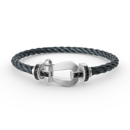 [⭐Hinora Jewelry]FORCE LARGE HORSESHOE BLACK DIAMOND BRACELET SILVER