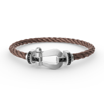 [⭐Hinora Jewelry]FORCE LARGE HORSESHOE BLACK DIAMOND BRACELET SILVER