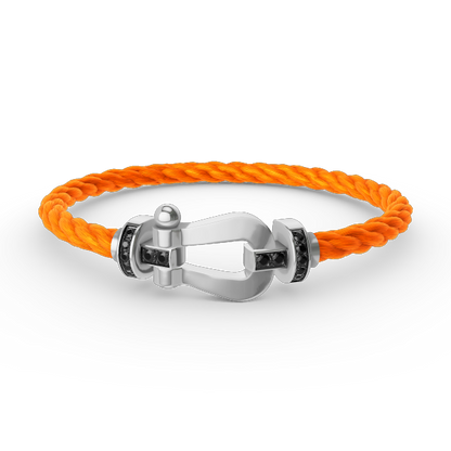 [⭐Hinora Jewelry]FORCE LARGE HORSESHOE BLACK DIAMOND BRACELET SILVER