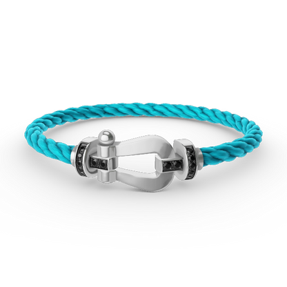 [⭐Hinora Jewelry]FORCE LARGE HORSESHOE BLACK DIAMOND BRACELET SILVER