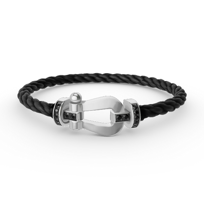 [⭐Hinora Jewelry]FORCE LARGE HORSESHOE BLACK DIAMOND BRACELET SILVER