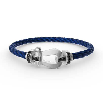 [⭐Hinora Jewelry]FORCE LARGE HORSESHOE BLACK DIAMOND BRACELET SILVER