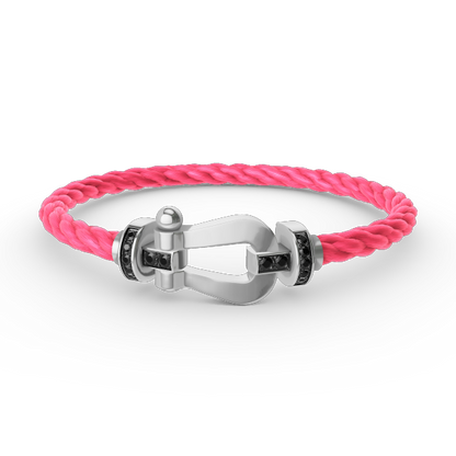 [⭐Hinora Jewelry]FORCE LARGE HORSESHOE BLACK DIAMOND BRACELET SILVER