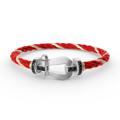 [⭐Hinora Jewelry]FORCE LARGE HORSESHOE BLACK DIAMOND BRACELET SILVER