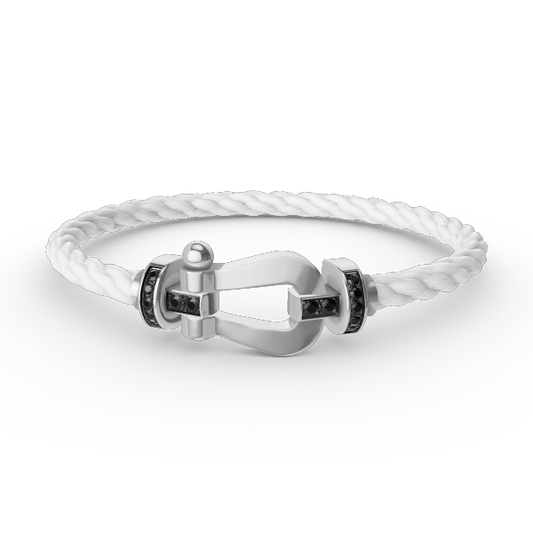 [⭐Hinora Jewelry]FORCE LARGE HORSESHOE BLACK DIAMOND BRACELET SILVER
