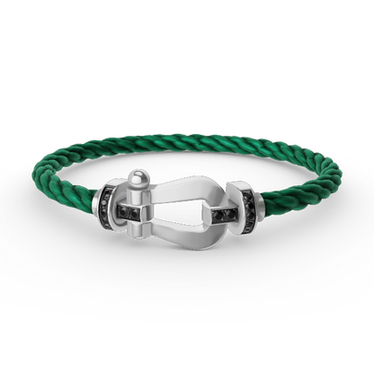 [⭐Hinora Jewelry]FORCE LARGE HORSESHOE BLACK DIAMOND BRACELET SILVER