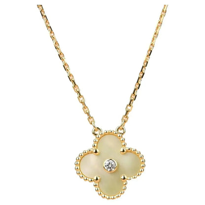 [⭐Hinora Jewelry]CLOVER 15MM DIAMOND GOLD MOTHER OF PEARL NECKLACE