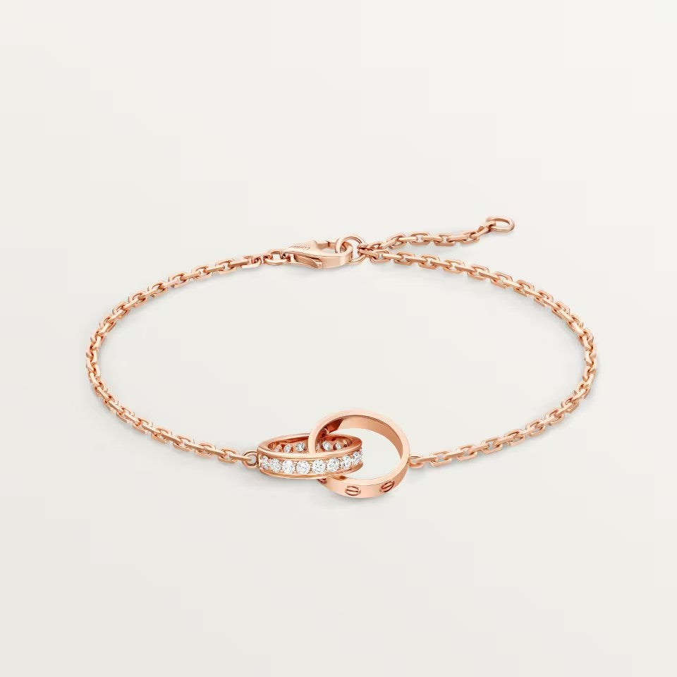[⭐Hinora Jewelry]LOVE DOUBLE RING HALF DIAMOND BRACELET