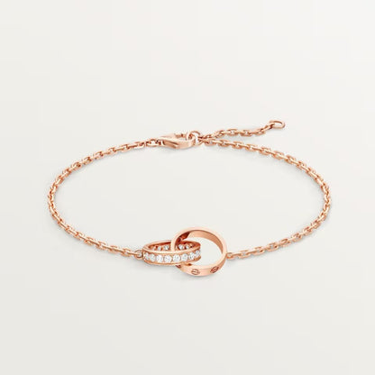 [⭐Hinora Jewelry]LOVE DOUBLE RING HALF DIAMOND BRACELET