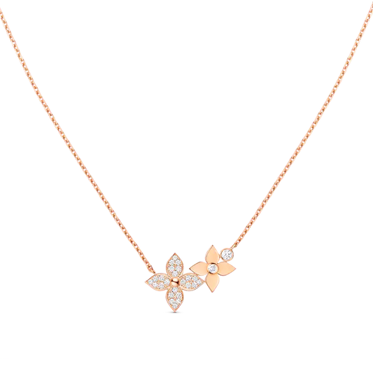 [⭐Hinora Jewelry]STAR BLOSSOM NECKLACE PINK GOLD DIAMONDS