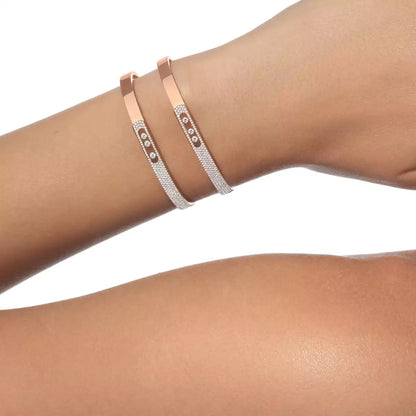 [⭐Hinora Jewelry]Move Noa Rose Gold Pavé Diamond Bangle Bracelet