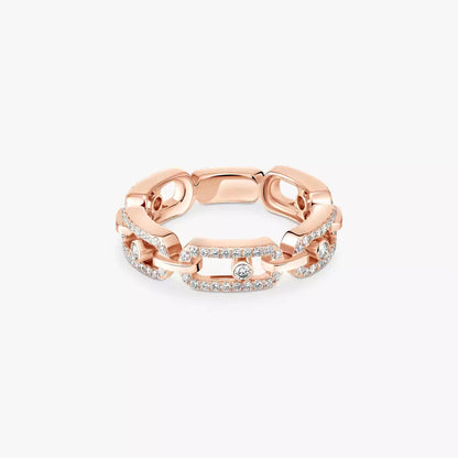 [⭐Hinora Jewelry]Move Link Pave_-Set Diamond Ring in Gold