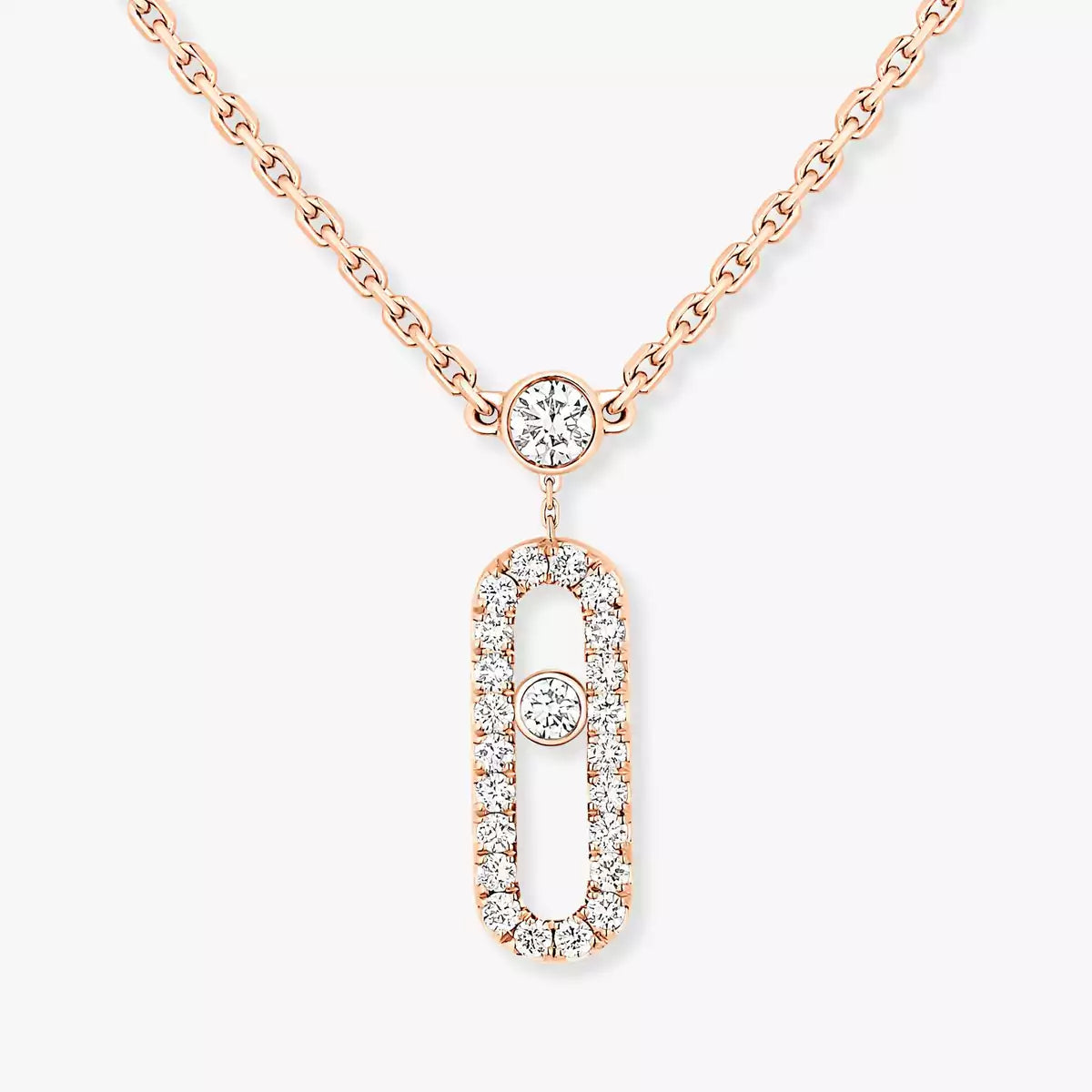 [⭐Hinora Jewelry]2 Rows Rose Gold Diamond Pave_ Necklace Move Uno