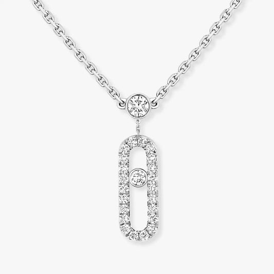 [⭐Hinora Jewelry]2 Rows Rose Gold Diamond Pave_ Necklace Move Uno
