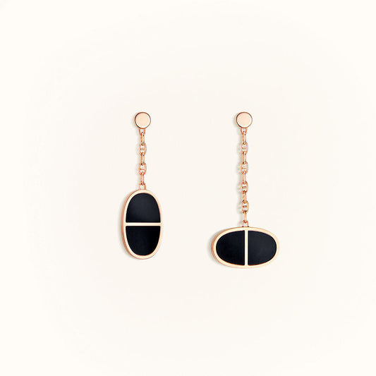 [⭐Hinora Jewelry]CHAINE VERSO BLACK CERAMIC EARRINGS