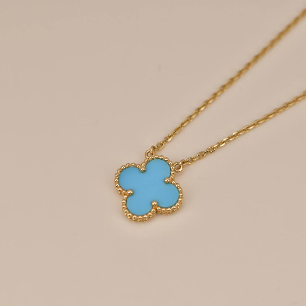 [⭐Hinora Jewelry]CLOVER 15MM VINTAGE TURQUOISE NECKLACE