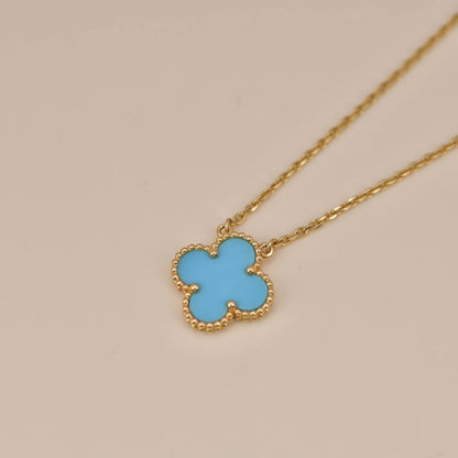 [⭐Hinora Jewelry]CLOVER 15MM VINTAGE TURQUOISE NECKLACE