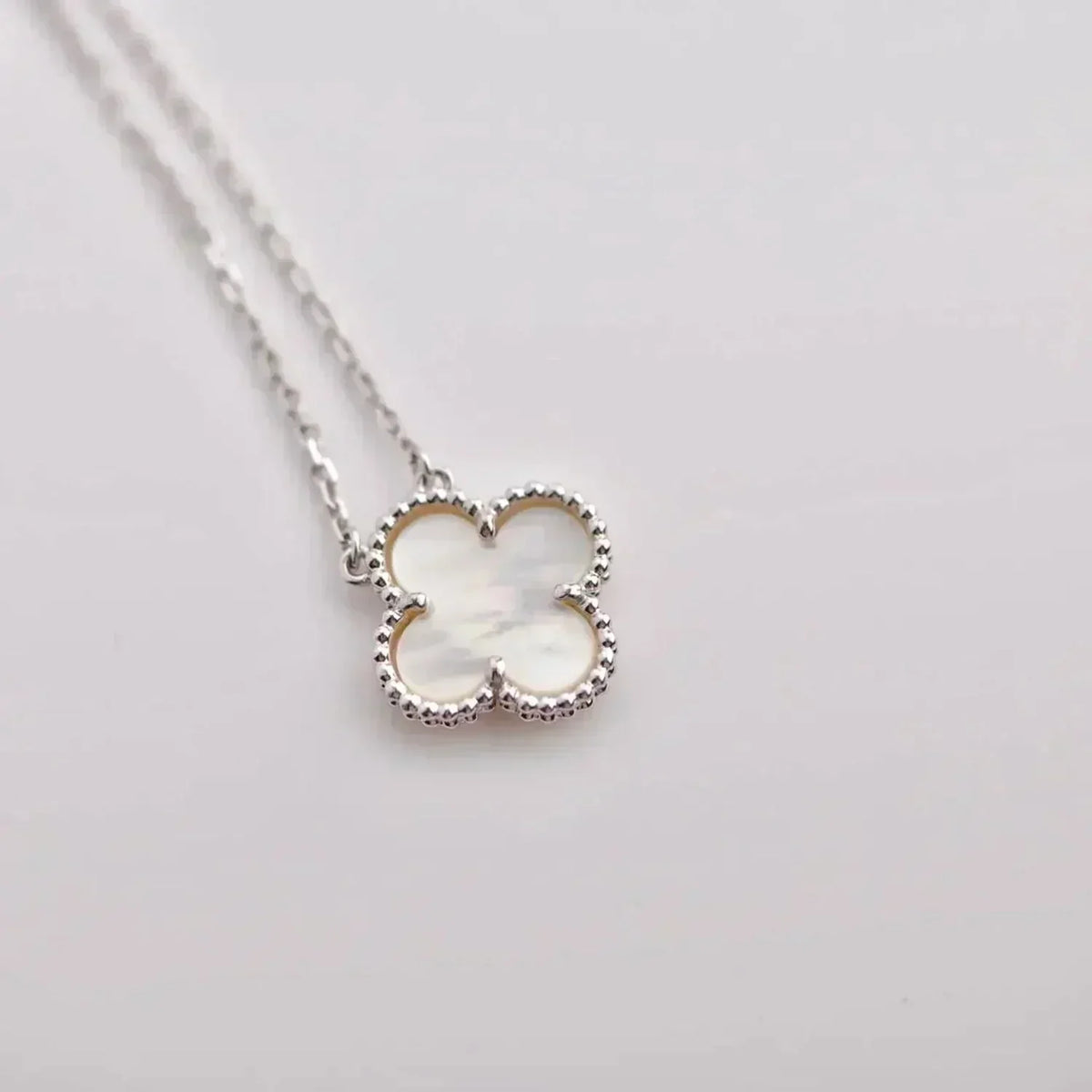 [⭐Hinora Jewelry]CLOVER  15MM WHITE MOTHER-OF-PEARL SILVER