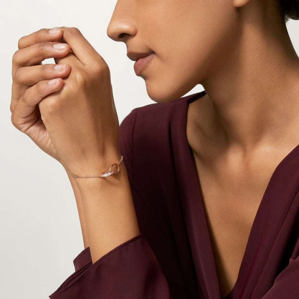 [⭐Hinora Jewelry]LOVE DOUBLE RING HALF DIAMOND BRACELET