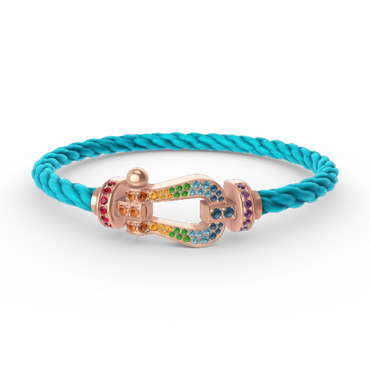 [⭐Hinora Jewelry]FORCE LARGE HORSESHOE  COLORED DIAMOND BRACELET ROSE GOLD