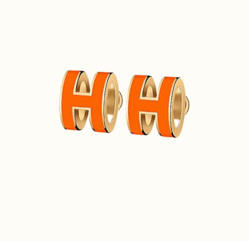 [⭐Hinora Jewelry]MINI POP H EARRINGS ORANGE