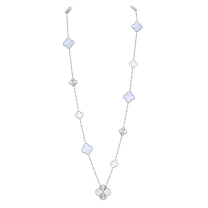 [⭐Hinora Jewelry]DETACHABLE CLOVER 15(11+4) FLOWER SILVER NECKLACE SET