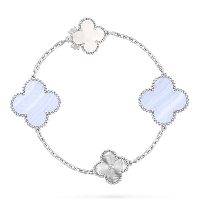 [⭐Hinora Jewelry]DETACHABLE CLOVER 15(11+4) FLOWER SILVER NECKLACE SET