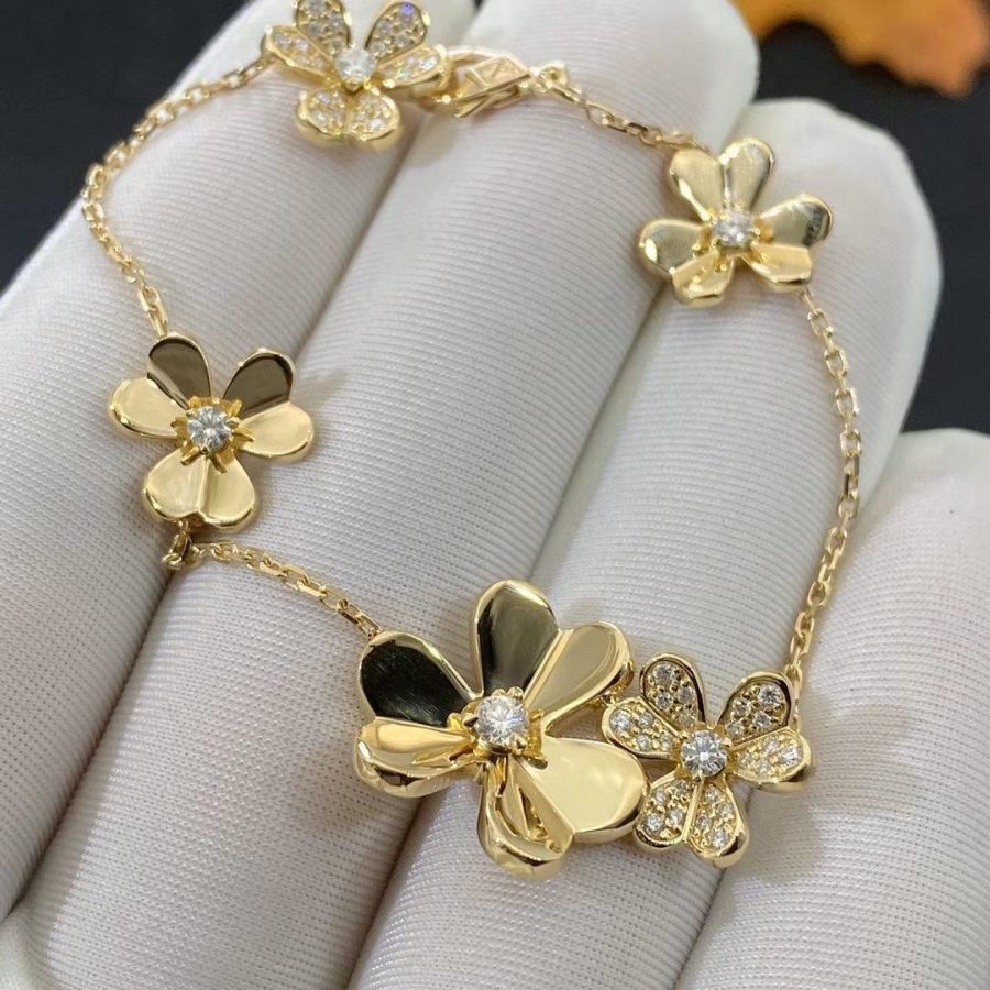 [⭐Hinora Jewelry]FRIVOLE GOLD 5 FLOWERS BRACELET