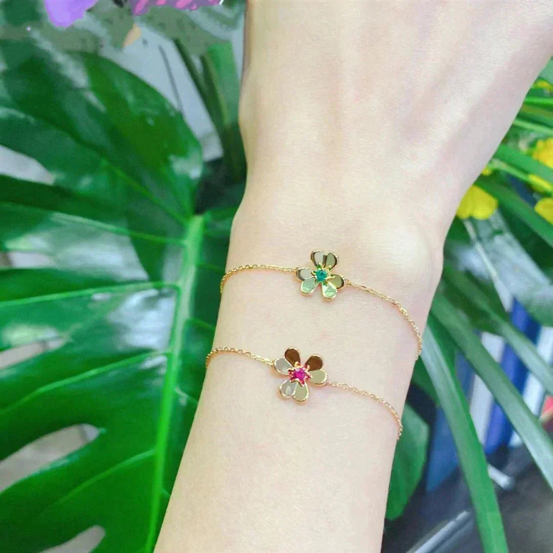 [⭐Hinora Jewelry]FRIVOLE GOLD FLOWER PINK MALACHITE BRACELET