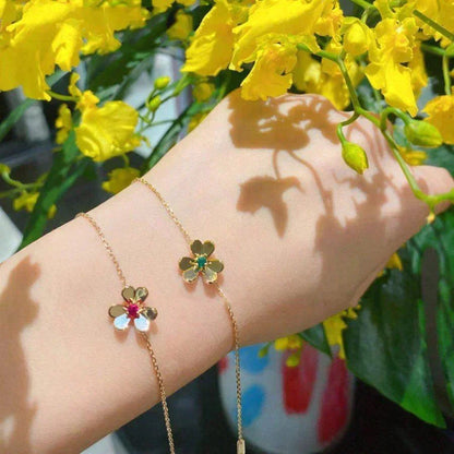 [⭐Hinora Jewelry]FRIVOLE GOLD FLOWER PINK MALACHITE BRACELET