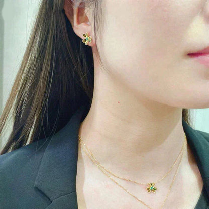 [⭐Hinora Jewelry]FRIVOLE  FLOWER MALACHITE EARRINGS