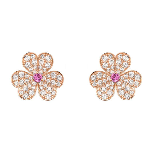 [⭐Hinora Jewelry]FRIVOLE PINK GOLD FLOWER DIAMOND EARRINGS