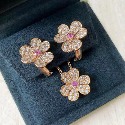 [⭐Hinora Jewelry]FRIVOLE ROSE GOLD FLOWER DIAMOND NECKLACE