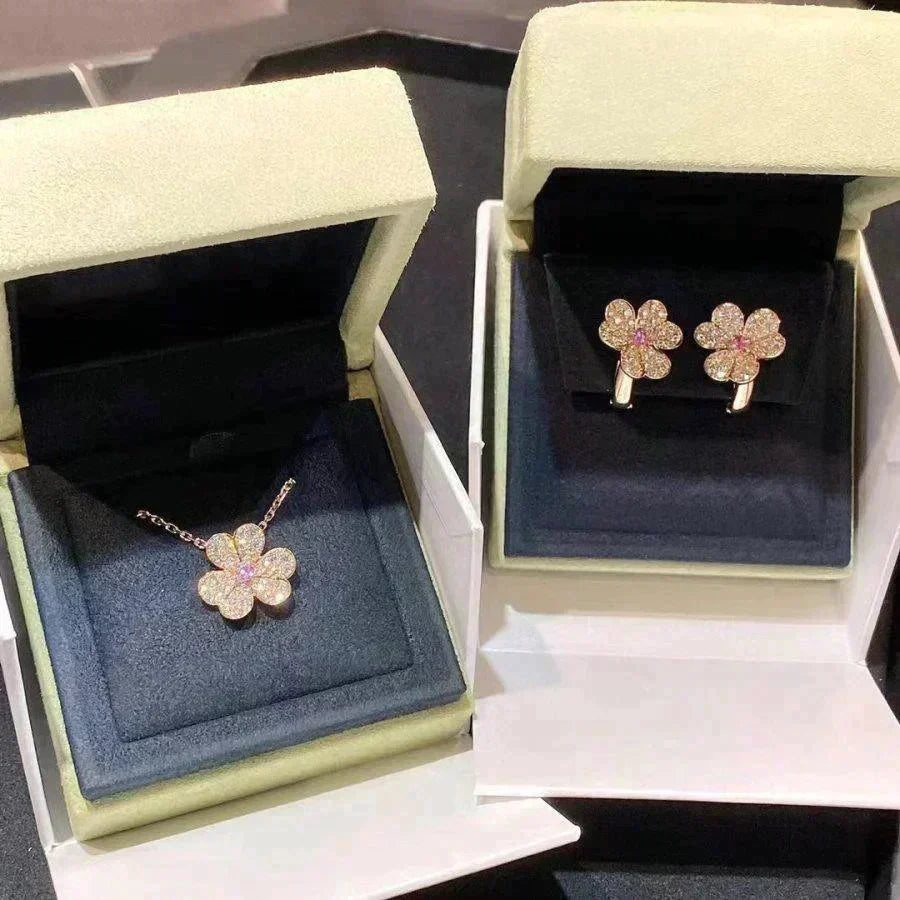 [⭐Hinora Jewelry]FRIVOLE ROSE GOLD FLOWER DIAMOND NECKLACE