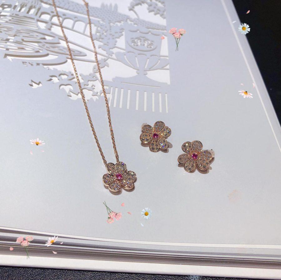 [⭐Hinora Jewelry]FRIVOLE ROSE GOLD FLOWER DIAMOND NECKLACE