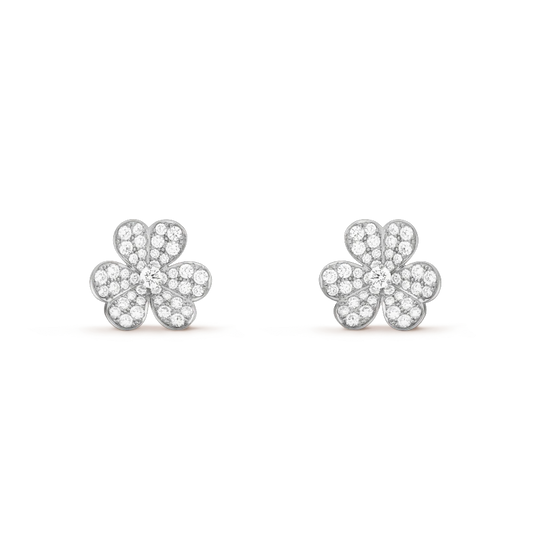 [⭐Hinora Jewelry]FRIVOLE SILVER FLOWER DIAMOND EARRINGS