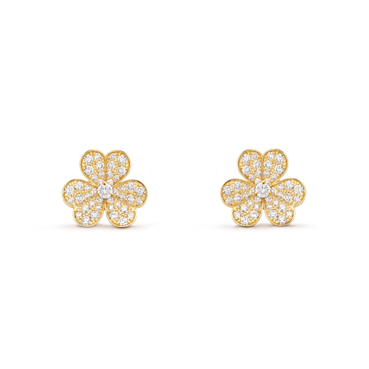 [⭐Hinora Jewelry]FRIVOLE GOLD FLOWER DIAMOND EARRINGS
