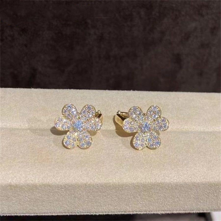 [⭐Hinora Jewelry]FRIVOLE GOLD FLOWER DIAMOND EARRINGS