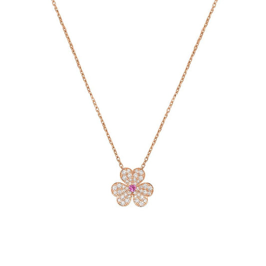 [⭐Hinora Jewelry]FRIVOLE ROSE GOLD FLOWER DIAMOND NECKLACE